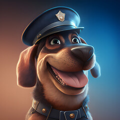 Cartoon Police K9 dog made with generative AI