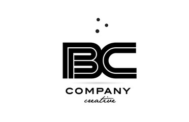 BC black and white combination alphabet bold letter logo with dots. Joined creative template design for company and business