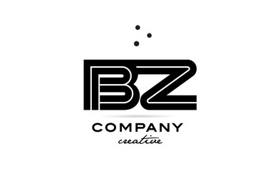 BZ black and white combination alphabet bold letter logo with dots. Joined template design for business and company