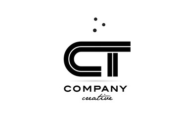 CT black and white combination alphabet bold letter logo with dots. Joined creative template design for company and business