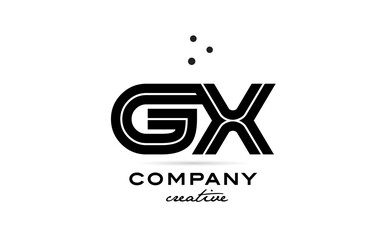 GX black and white combination alphabet bold letter logo with dots. Joined template design for business and company