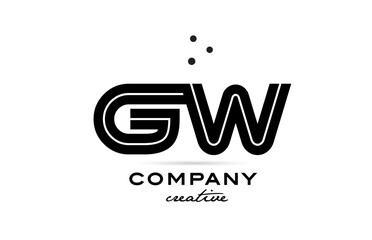 GW black and white combination alphabet bold letter logo with dots. Joined template design for business and company