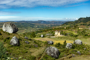 Fototapeta na wymiar Landscape with rock formation in central Madagascar