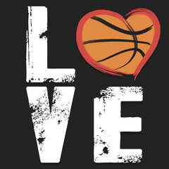 Happy Valentines Day. Love and basketball ball