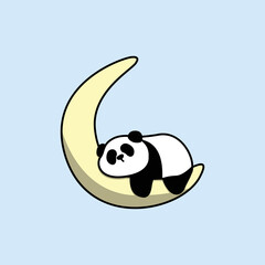 Lazy panda sleeping on moon cartoon, vector illustration © Totostarkk9456
