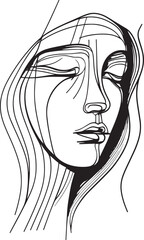 Line Art Woman, Simple Minimal, Vector, Black and White