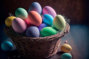Fototapeta na wymiar easter eggs in a basket
