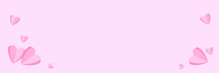 banner with hearts, Heart Shaped frame illustration on pink  background, banner, borderline, border, valentine’s day border, baby shower, girl