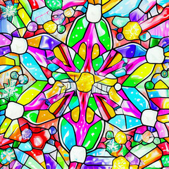 Fototapeta na wymiar Multicolored winter festive kaleidoscope background. AI generative.