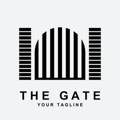 Obraz premium antique gate or vintage gate logo vector illustration design