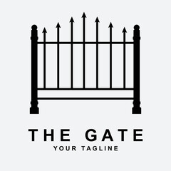 antique gate or vintage gate logo vector illustration design