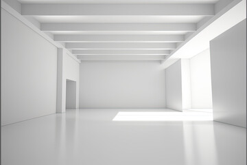 Fototapeta na wymiar Empty white room, Generative AI