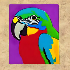 Portrait eines Papageis, expressive Digitalkunst. 