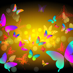 Fototapeta na wymiar Butterflies in all kinds of colors