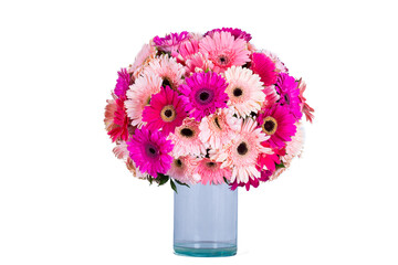 Many kinds of beautiful flowers arranged bouquet put it in a decorated vase