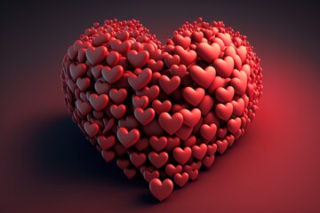 Obraz na płótnie Canvas Pile of red hearts. Valentines concept, Generative AI