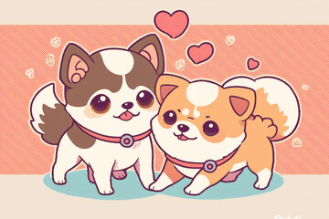 Cute puppies in love