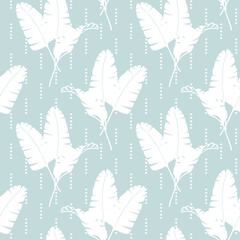 Palm leaves seamless pattern. Hand drawn digital pattern. Tropical leaves. Exotic illustration on white background. 