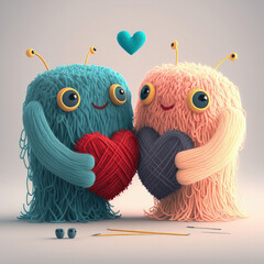 An unique and captivating image of a couple of creatures gazing at each other in a romantic way, perfect for Valentine's Day.