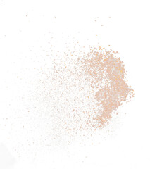 Red Hot Chilli flying explosion, red grain chilli explode abstract cloud fly. Beautiful complete seed chilly splash in air, food object design. Selective focus freeze shot black background isolated