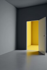 illustration, room with yellow wall, AI generated
