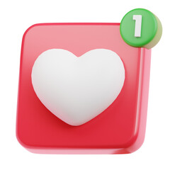 love app with notification 3d illustration
