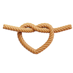 love knot heart shaped rope 3d illustration