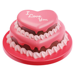 heart shaped  valentine cake 3d illustration