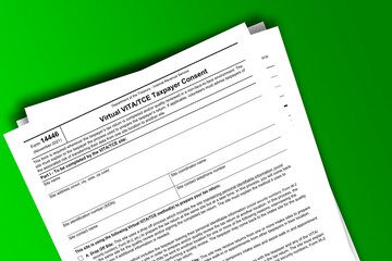 Obraz premium Form 14446 documentation published IRS USA 44053. American tax document on colored