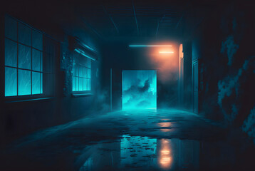 fog in an abandoned corridor, generative AI