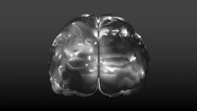 Brainstorm 115: A rotating human brain electrically charged with thought.