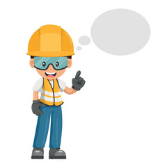 Industrial worker with his personal protective equipment thinking with space for text. Industrial safety and occupational health at work