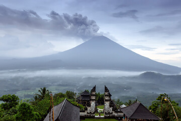 Mt Agung volcano and Pura Lempuyang temple, Bali, Indonesia