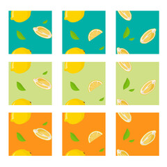 seamless pattern set of fresh lemons