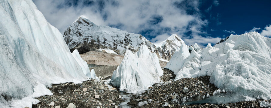The Khumbu Icefall at Mt. Everest base Camp.