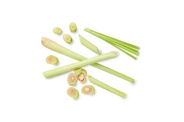 Top   view of Lemongrass on white background
