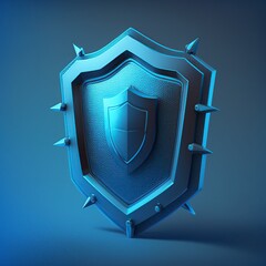 Fototapeta premium illustration, shield in blue, of cybersecurity, concept of data protection and computing, image generated by AI
