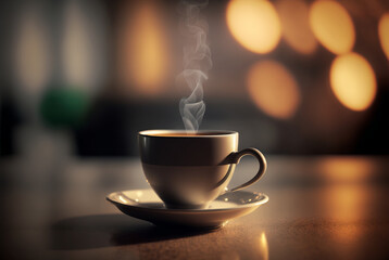 a cup of espresso on a tabletop, espresso, Generative AI