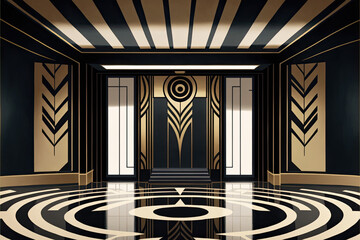 minimalist art deco ballroom rumpus room,