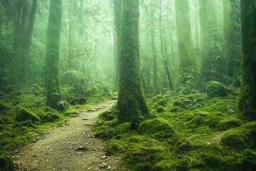 Fototapeta premium A photo of a hiking trail in the forest, showcasing the natural beauty and tranquility of the area.