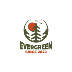 Cedar trees logo design vector, Woodland, Evergreen, Pines, Spruce, vector graphic for evergreen logo design template