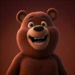 Smiling bear cartoon drawing made with generative AI