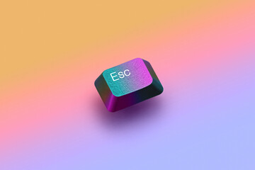 Escape key on multicolor background.
