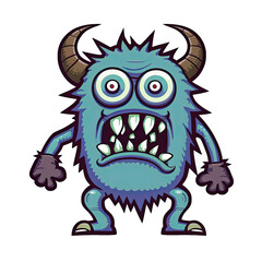 Fototapeta premium Colorful cartoon creature monster illustration on transparent background, 