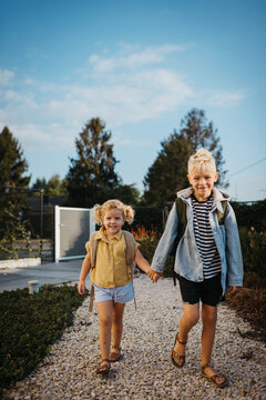Two kids, ready for first day of school