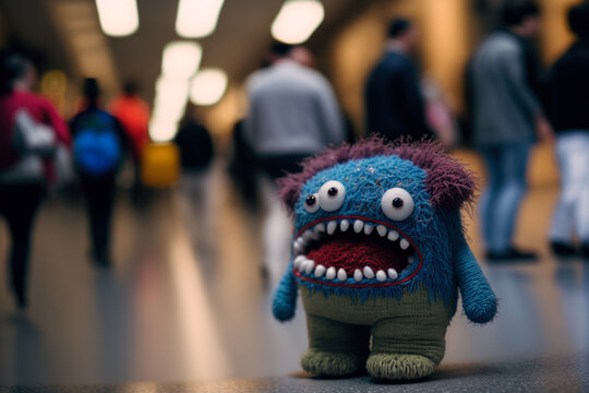 cute little angry embroidered monsters, Generative AI