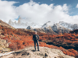 female hiker in the mountains