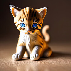 Fototapeta na wymiar AI Artwork - Miniature figurine simulation of a cat