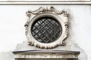 Close-up of the window at the ancient house