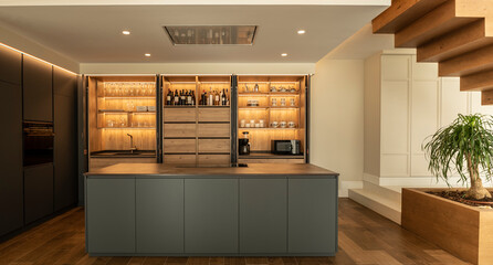 Modern minimalistic dark styled kitchen 